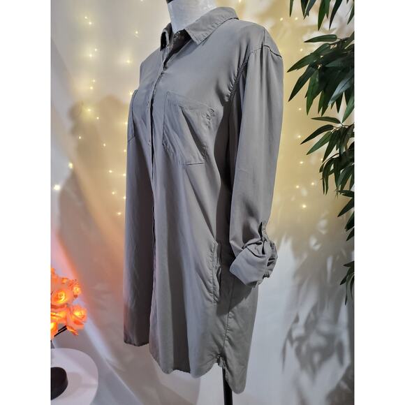 Thread & Supply Women's L Better Days Slate Green Button-Down Mini Shirt Dress - Picture 5 of 11